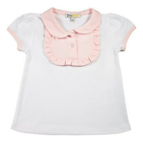 Camiseta Blanca De Algodón Pima Para Bebé Niña - Pechera Con