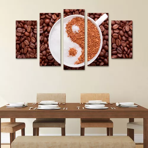 Cuadro Decorativo Taza Café Cafetería 150x80 5pz Moderno