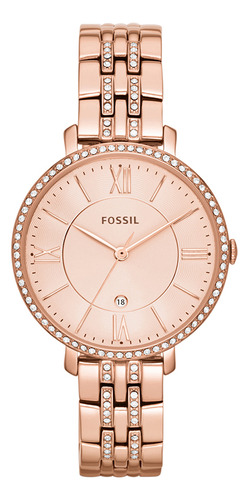 Reloj Dama Fossil Es3546 Color Oro Rosado De Acero