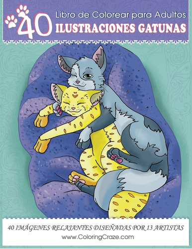 Libro De Colorear Para Adultos: 40 Ilustraciones Gatunas,...