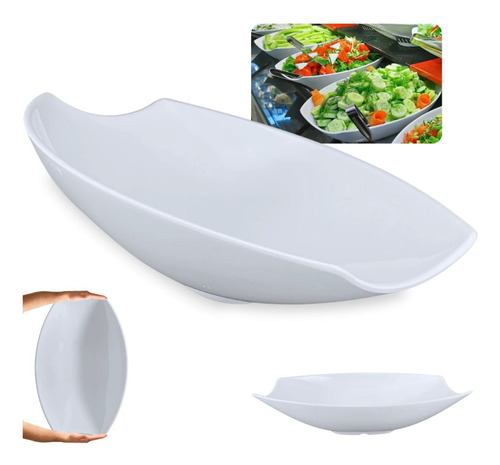 Kit Travessa Buffet 41cm Curva+ 2 Tigelas 1,3l Oval Com Alça