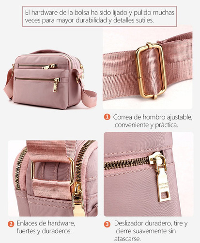 - Bolso Bandolera Con MĂșltiples Cremalleras Para Mujer