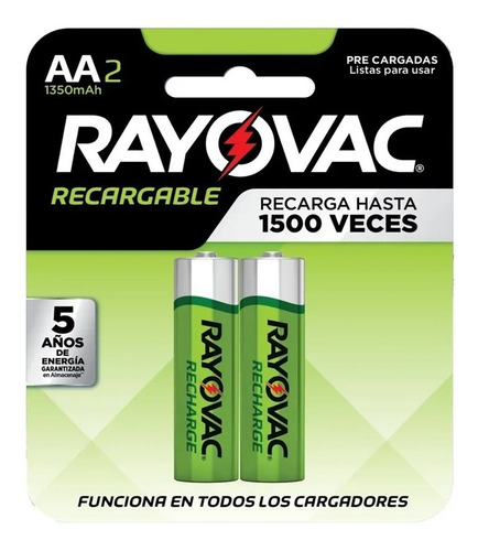 2 Pilas Aa Recargables 1.2v 1350mah Rayovac Ld715-2la