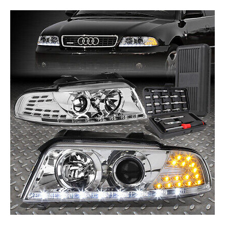 For 96-01 Audi A4 Quattro Led Drl Signal Chrome Projector 