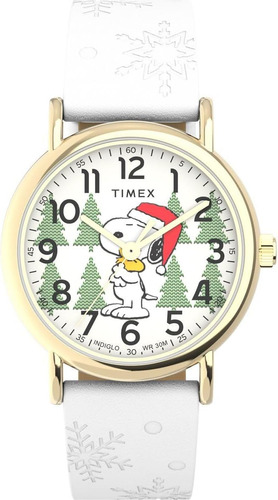 Timex Tw2wx Peanuts Snoopy Holiday Reloj Con Correa De Tela 