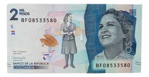 Billete 2000 Pesos Serial Radar Bf08533580 23/jul/2019 Unc