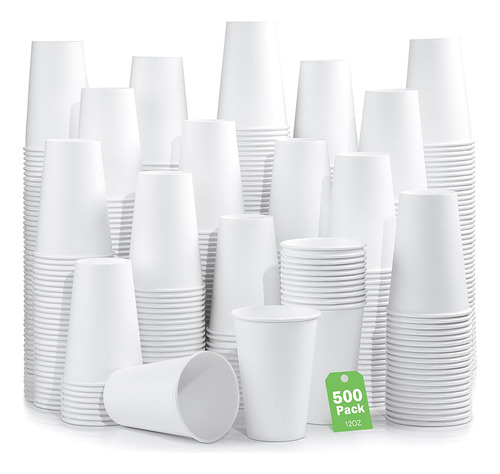 Paquete De 500 Vasos De Papel De 12 Onzas, Vasos De Cafe De 