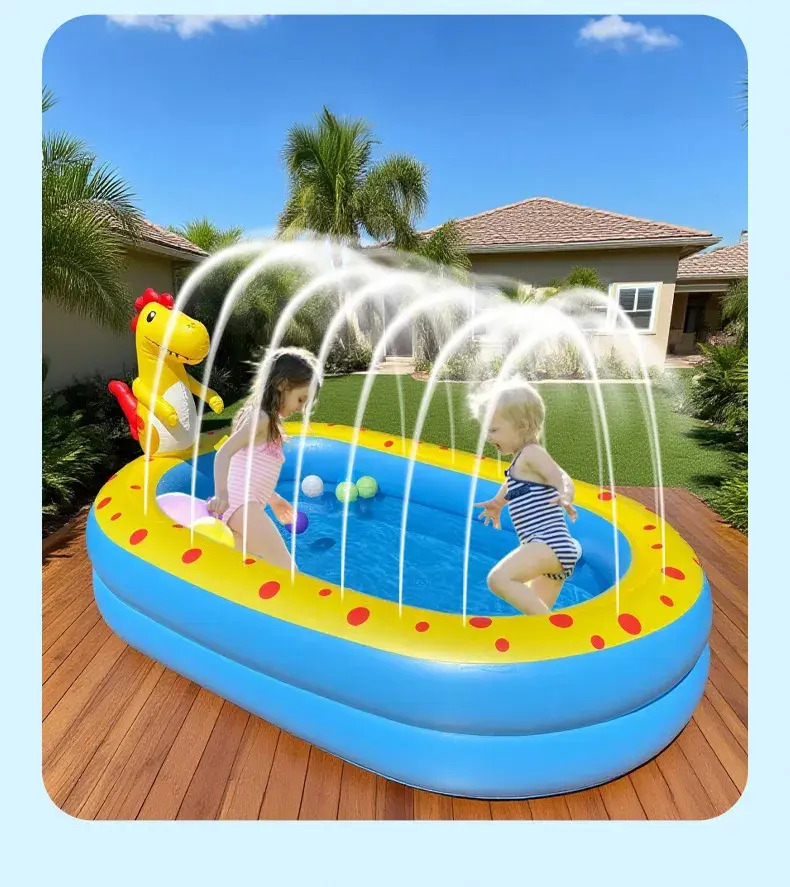 Piscina inflável infantil Tipo de fonte de dinossauro Piscina inflável Piscina inflável Piscinas infantis + Patch de reparo de alta qualidade 170x110cm