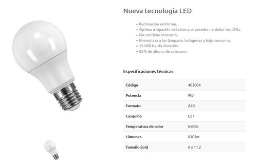 Lamparas Led 9w Pack X10 Interelec Luz Dia