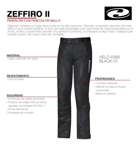 Pantalon Moto Deportivo Held Zeffiro Ii Verano Negro Um