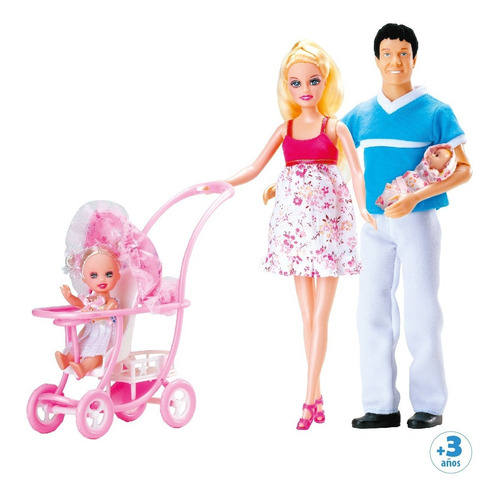 Imagen 3 de 5 de Muñeca Paloma Y Su Familia Con Cochecito El Duende Azul 6338
