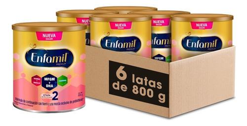 Leche De Crecimiento Enfamil Etapa 2, Pak 6 X 800g C/u Sabor Natural