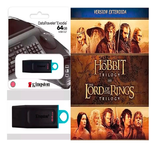 Usb 64 Gb - Señor De Los Anillos Hobbit Trilogías Extendido