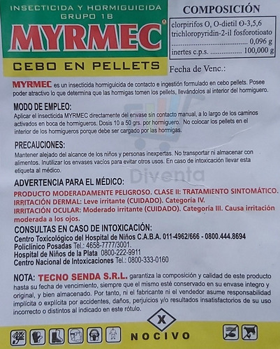 Imagen 2 de 2 de Hormiguicida Insecticida Myrmec Rojo 750grs Pellets Nuevo