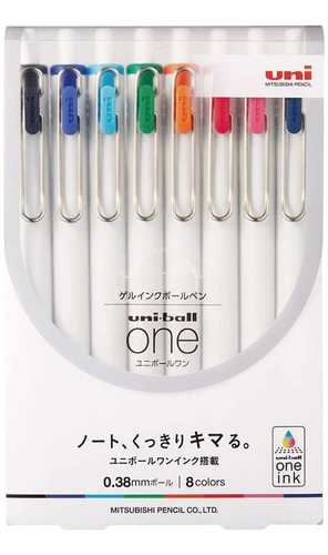 Uniball One Set 8 Colores Punta 0.38 Mm