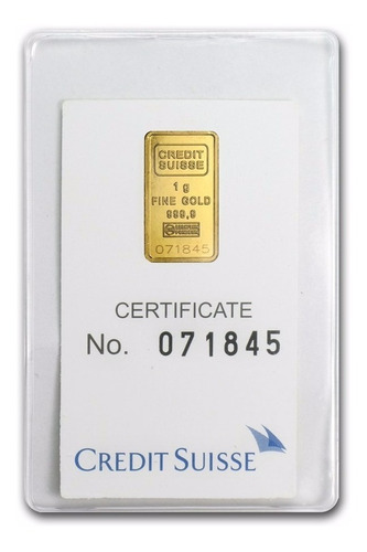 Credito Suizo Lingote 2 Gramos Oro Puro .9999, 24 Kilates.