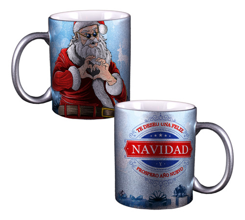 Taza Plateada Santa Claus , Corazon, Love Broma