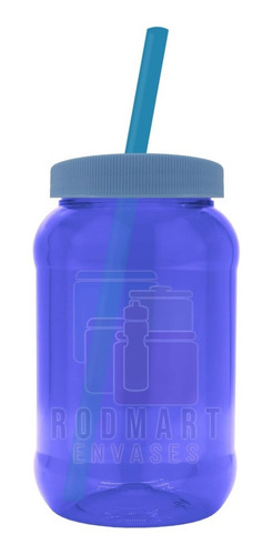 Imagen 7 de 10 de Mason Jar,dulcero,500ml Pigmentado, Popote 50 Pza Lisas