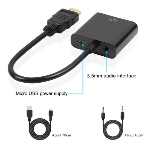 Conversor Hdmi A Vga Video C/audio Y Alimentacion Ps4 1080p