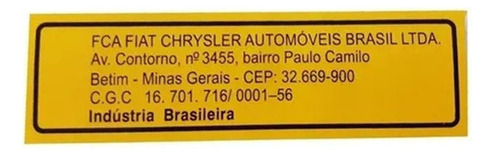 Plaqueta Origem Brasil - Novo Uno 2014 2015 2016