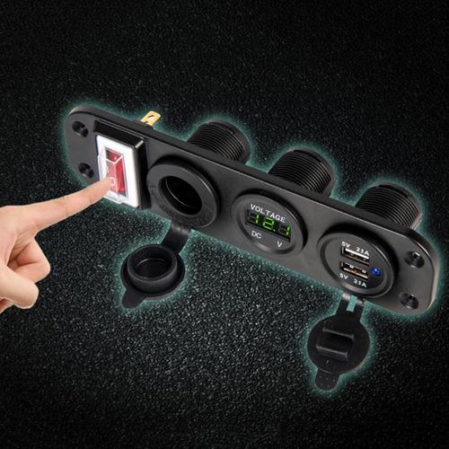 L 12v/24v Usb Tomada Carregador Led Voltímetro Verde