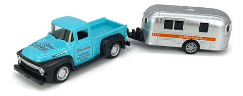 Vintage Azul Camioneta Remolque Remolque Juguete Camper Rv A