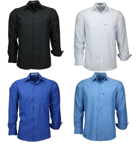 Kit 4 Camisas Social Masculina Microleve Ml Frete Grátis Top