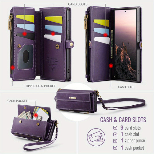 Funda De Piel Tipo Cartera Con Cierre Cruzado For Samsung Galaxy S25 Ultra S25 Plus S25 Plus S25 Con Bloqueo Rfid