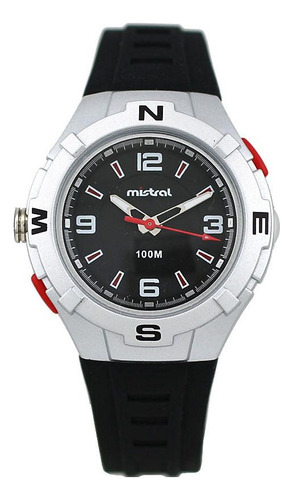 Reloj Mistral Hombre Análogo Con Luz Wr 100m Malla Negro 01 Bisel - Fondo