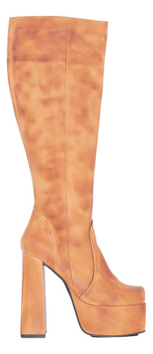 Botas Luciano Marra Caña Alta Punta Cuadrada Con Taco Y Plat