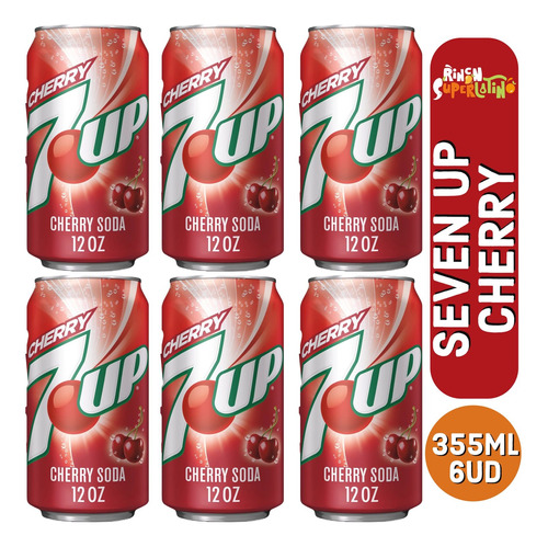 Seven Up Sabor Cherry Lata 355ml - Bebida Gaseosa 7up