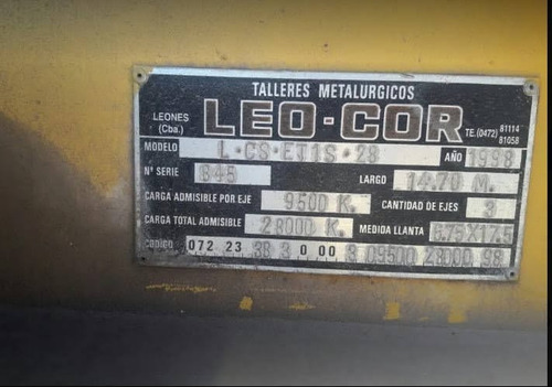 Imagen 4 de 5 de Carreton Agricola Leo-cor Mod 98 De 28 Tn -rec Menor!!