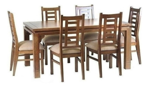 Comedor Leyda 6 Sillas Canela Nogal / Muebles América