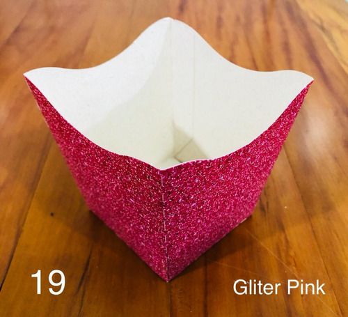 50  Cachepô De Papel Para Festa Imitação De Glitter Pink