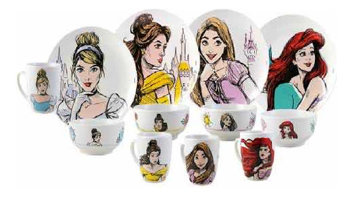 Vajilla Porcelana Disney Princesas 12 Piezas Dolay