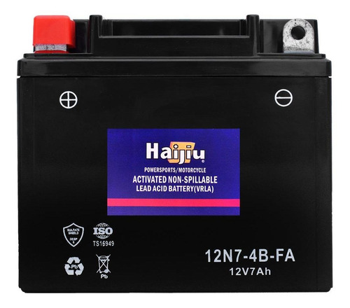 Imagen 1 de 8 de Batería Moto Haijiu 12n7-4b-fa Agmgel Libre Mantenimiento