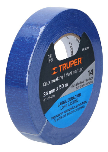 Cinta Masking Tape Azul De 1inx50m Para Pintor Truper