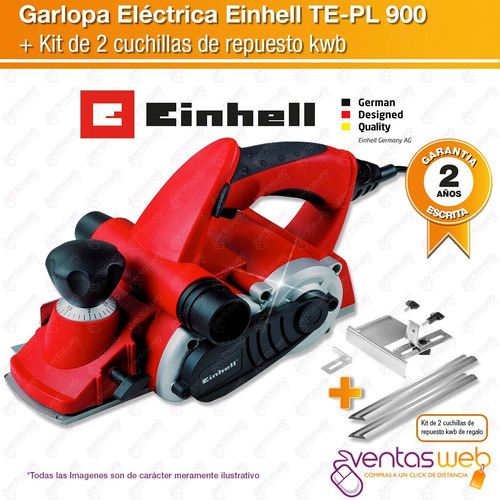 Imagen 2 de 7 de Cepilladora Garlopa Einhell De Mano 900w 82mm + Repuesto