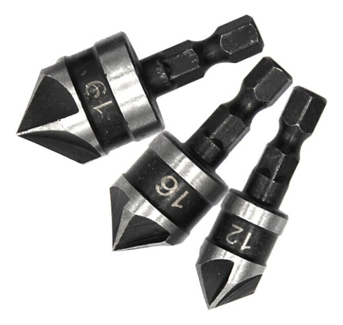 Set De 3 Brocas Avellanadoras Hexagonal Vástago