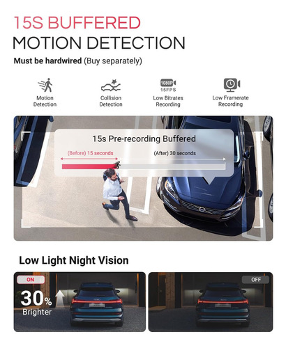 Vantrue E1 Pro 4k Mini Dash Cam Front, Starvis 2 Platepix...
