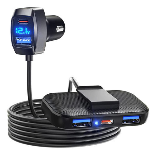 Cargador De Coche 5 Multi C, Adaptador De Cargador Usb C De