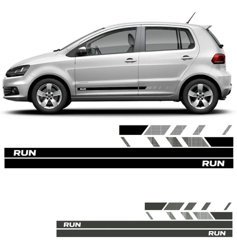 Kit Faixa Lateral Fox Run 2017 Cinza Preto 4 Peças