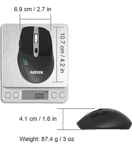 Arteck Ratón Bluetooth Inalámbrico Con Receptor Nano Usb, Ne