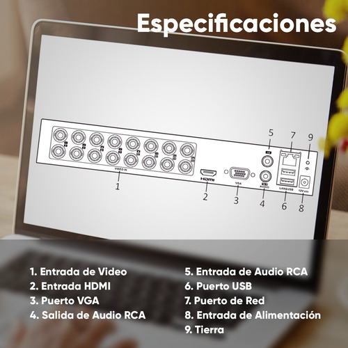 Epcom Kit Video Vigilancia 16 Cámaras 2 Mp Color Vu B8-KIT-CV/A-PLUS4BS con Micrófono Integrado HDD 3 TB + Bobina de Cable UTP Cat5e 305 mts + Transceptores Cámaras de Seguridad Visión a Color 24/7
