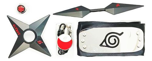 Set Naruto Cosplay Anillo Collar Banda Shuriken Kunai 5 Pcs