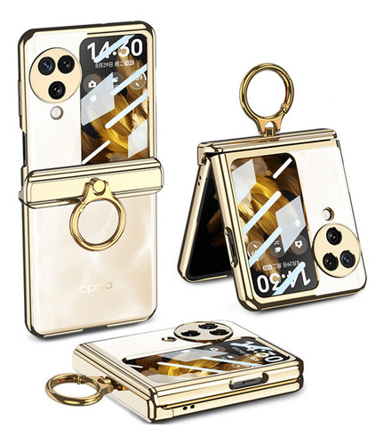 Funda Con Mica Soporte Anillo Para Oppo Find N3 Flip