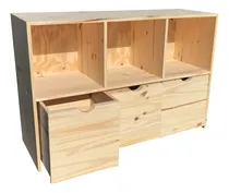 Comprar Cajon Juguetero X3 Madera Ruedas Estantes Organizador Envio