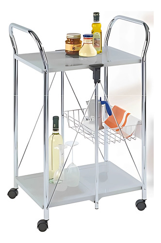 Mesa Auxiliar Plegable De Arrime Plateada Con Ruedas Plateado