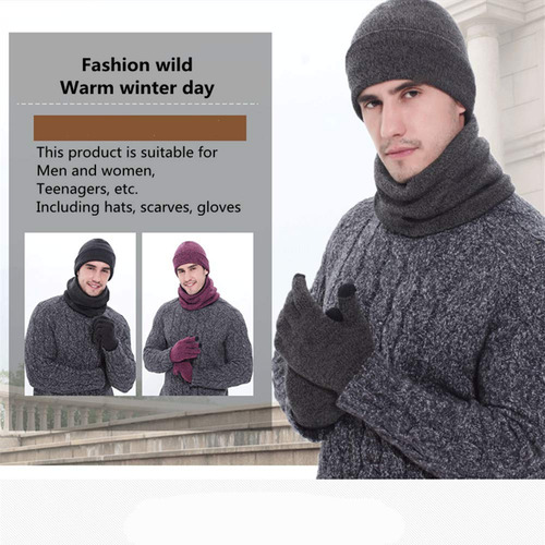 Conjunto De Bufanda Gorro Y Guantes Hombre Invierno 3 Piezas Color Diseño De La Tela Talle
