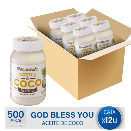 Caja Aceite De Coco God Bless You Neutro Sin Tacc Saludable